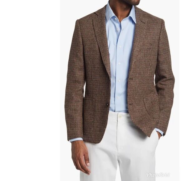Officine Generale Men's Houndstooth 375 Wool Sport Coat Blazer Revolve - Picture 1 of 11